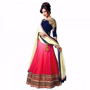 Navy Blue - Pink Lehenga