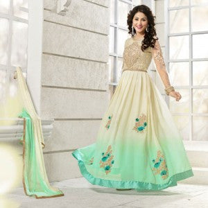 Cream - Green Anarkali