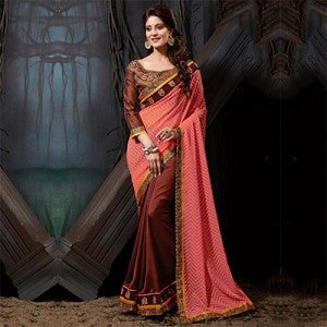 Brown Party Saree