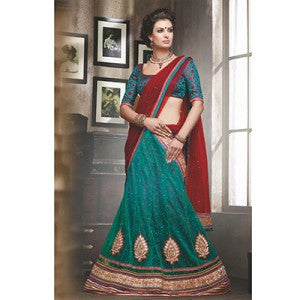 Green Red Lehenga