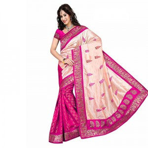 Pink-Cream Saree