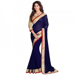 Navy Blue Chiffon Saree