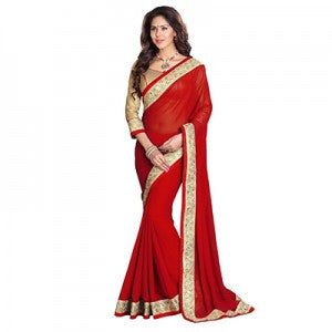 Red Chiffon Saree