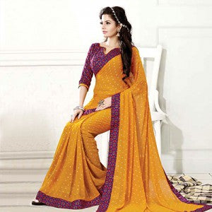 Mustard Georgette Saree